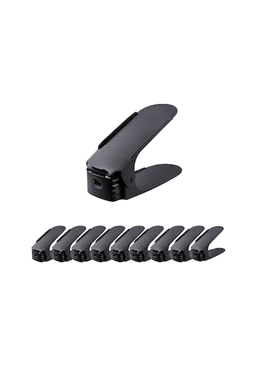 Monyee Duvar Montlu Çift Katlı Çok Fonksiyonlu Ayaklık Rafı - Pp Malzeme, Kurulumsuz, Boşluk Tasarrufu, Siyah 10 Adet