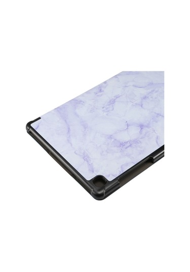 Samsung Galaxy Uyumlu  Tab A7 Lite T220/t225 Mermer Doku Deseni Yatay Flip Deri Kılıf