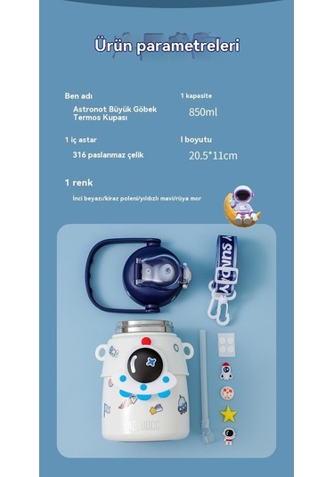 Novahub Yalıtımlı Su Roket Pipet Paslanmaz Ördek Öğrenci Mor Mor Karikatür Kapasiteli Gagası Çocuk Çelik Büyük Bardağı 316 Nh Mor