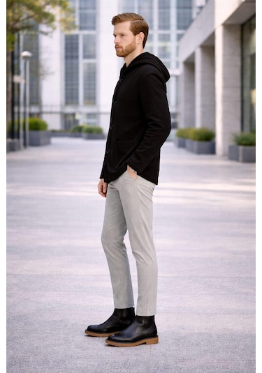 Alexandergardı Kapüşonlu İçi Şardonlu Oversize Hırka E23-607 03 Siyah