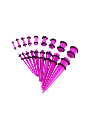 Homyl 18 Parça Kulak Göstergeleri Germe Kiti Fişler Konik 14g Mor