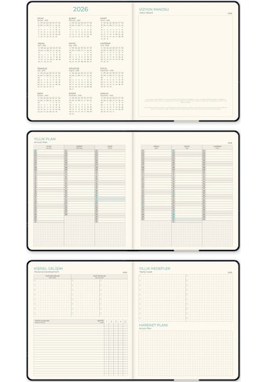 2026 Dikey Haftalık Ajanda 12 Aylık Sert Kapak 18 X 20 Cm - Ay Siyah