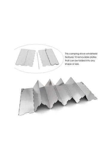 Geeksen Kamp Fırınları İçin 10 Parça Alüminyum Rüzgar Engelleyici, Katlanabilir Taşınabilir, Piknik Ve Açık Hava Pişirme İçin Dayanıklı Rüzgar Koruması Gümüş