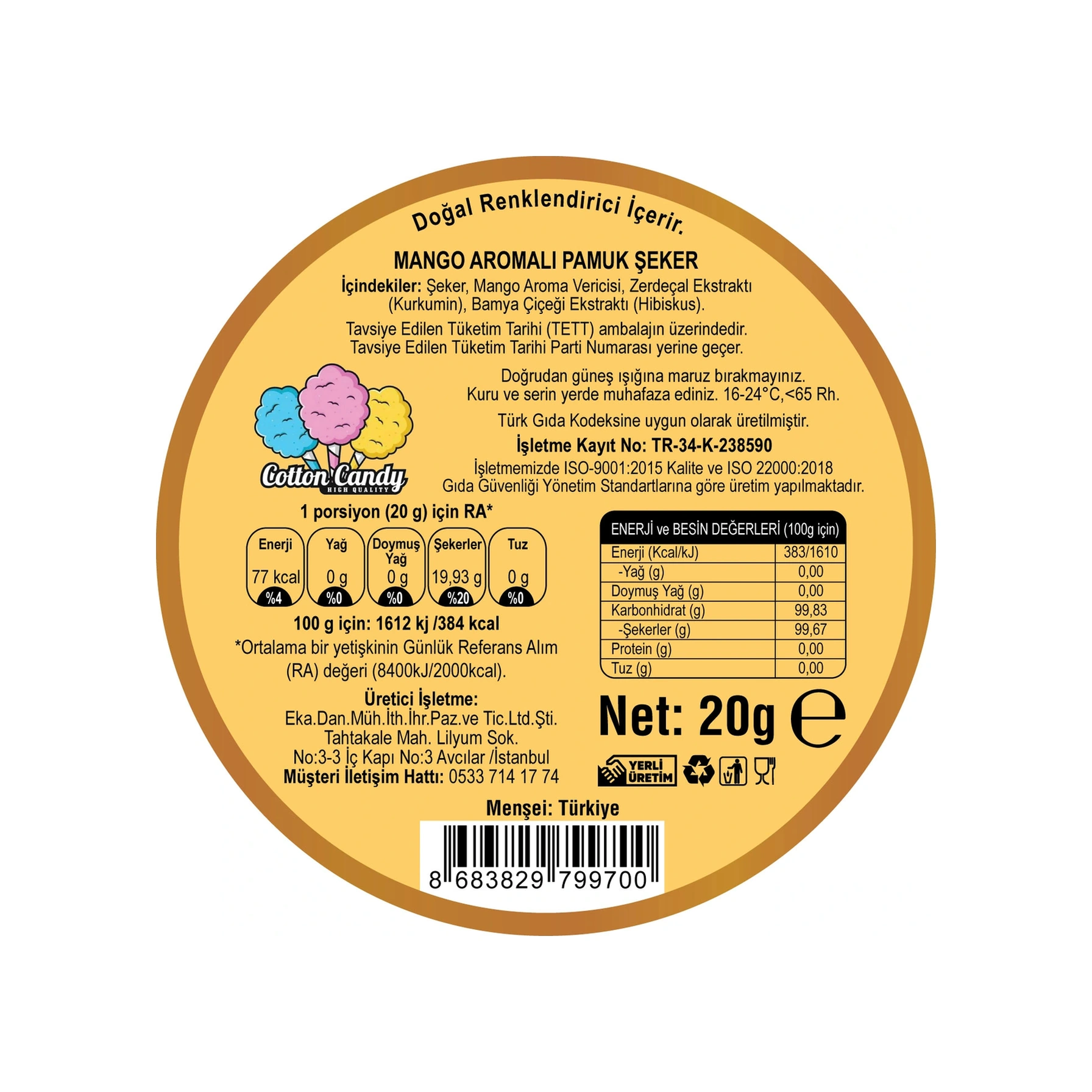 Karpuz, Limon, Mango Aromalı 3'lü Gurme Pamuk Şekerler