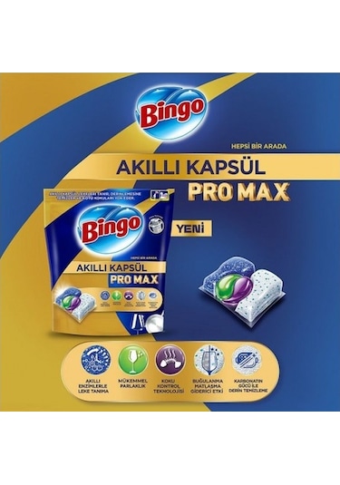 Bingo Akıllı Kapsül Pro Max Bulaşık Makinesi Deterjanı Tableti 4 x 60'lı