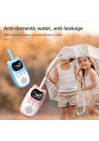 Jokmae Çocuklar İçin 3km Menzilli Kablosuz Telsiz Seti - Usb Şarjlı, Gece Aydınlatmalı, Aile İletişimi İçin Pembe-mavi İkili Paket