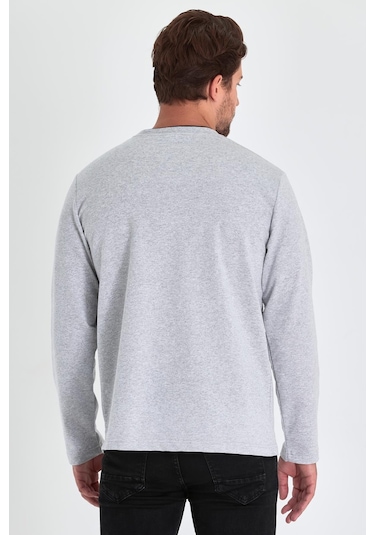 Comeor Çift Bisiklet Yaka Baskı Detaylı Standart Fit Erkek Sweatshirt Gri 001 Comeor Çift Bisiklet Yaka Baskı Detaylı Standart Fit Erkek Sweatshirt Gri 001