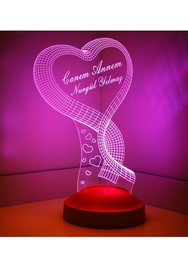 Anneler Günü Hediyesi Kalp Anneye Hediye Led Lamba Gecelambası