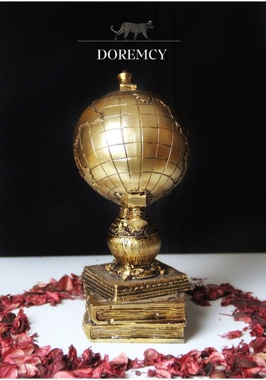 Doremcy Dekoratif Gümüş Kitaplı Dünya Küre Ev Ve Ofis Hediyelik Polyester Döküm Biblo Gold