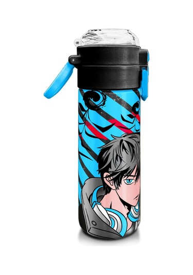 Coral High Kids Siyah Mavi Anime Desenli Pipetli Ve Direkt İçim Çelik Termos 500 Ml 31840 Mavi - Siyah