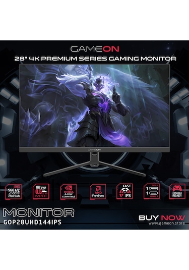 Gameon GOP28UHD144IPS 28" 1 MS 144 Hz IPS 4K Oyuncu Monitörü Siyah