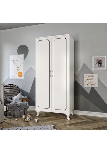Stil 2 Kapaklı Modern Desenli Gardırop, Elbise Dolabı - Tamamı 1.