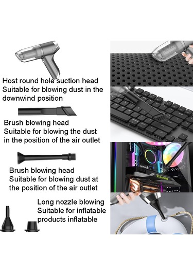 Suıtu St-6671 Kablosuz Araç Elektrikli Süpürge Küçük El Üfleme Ve Emme Çift Kullanım, Stil: Temel Model Siyah