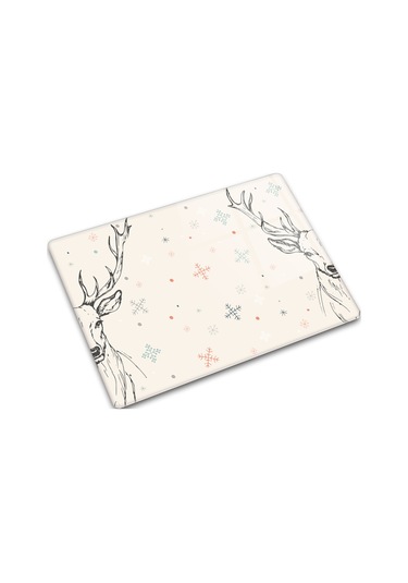 Decorita Cam Kesme Tahtası|Krem Geyikli|30cm x 40cm