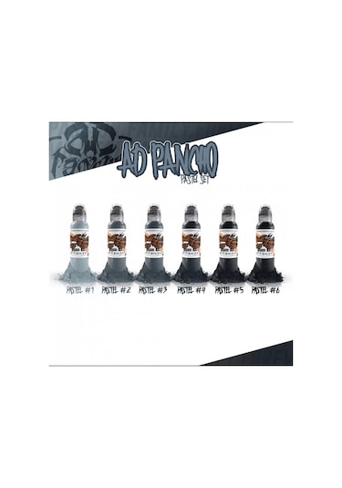 A.d Pancho Pastel Greys 6'lı Set - World Famous Ink Dövme Boyası - 1oz/30ml