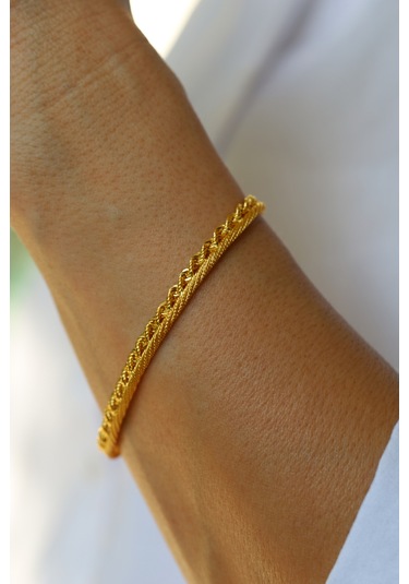 Yenigün Kuyumculuk 14 Ayar Altın Burgu Ve Hasır İkili Bileklik Blk25309 Sarı Altın