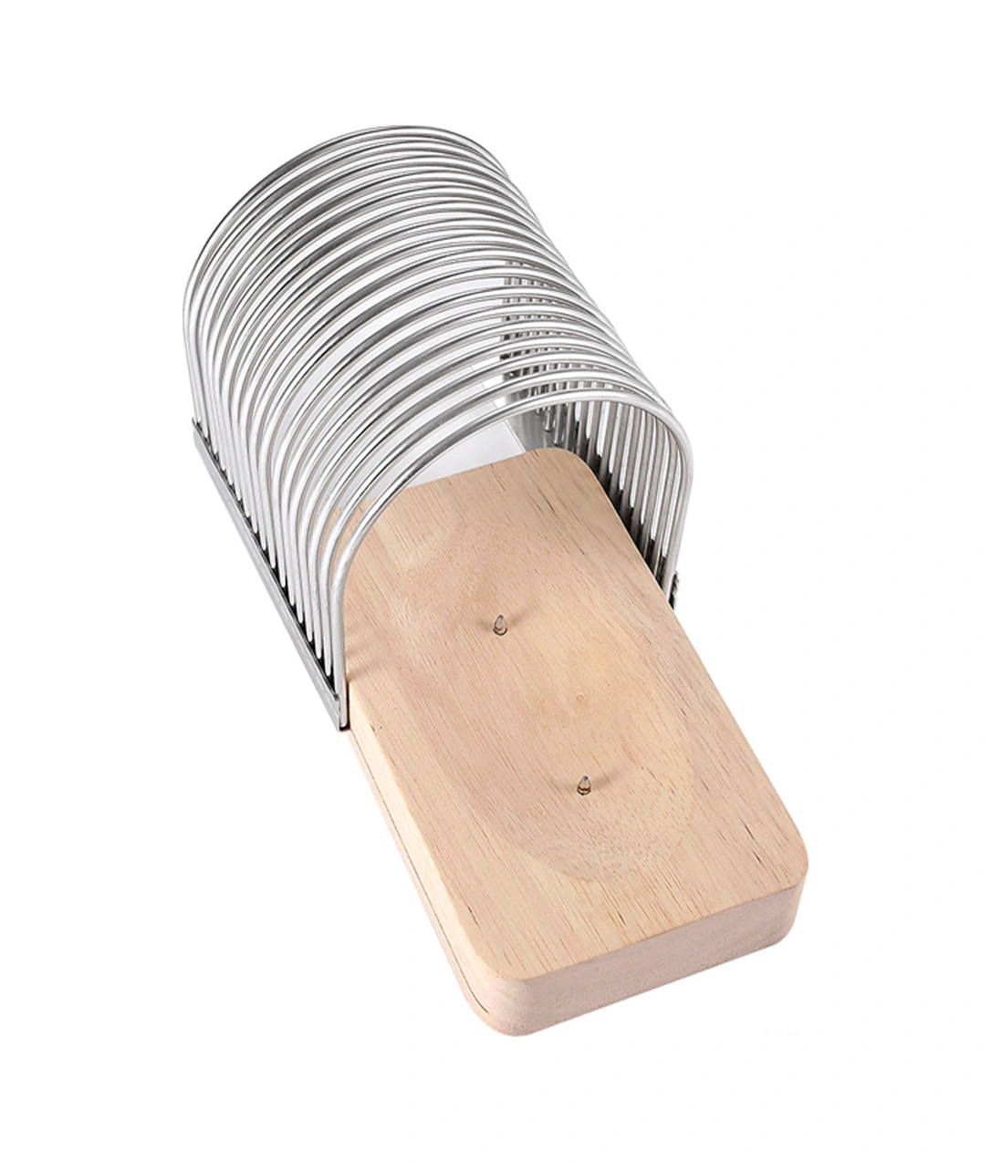 Youtek Ahşap Ve Paslanmaz Çelik Eşit Dilimler İçin Fırın Aleti, Ekmek-kasar-kartalotu Kesici, Kırıntı Toplayıcı Tabaklı Mutfak Aracı Ahşap