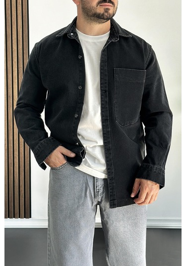 Erkek Büyük Cepli Gömlek Ceket Siyah Edw200 Siyah