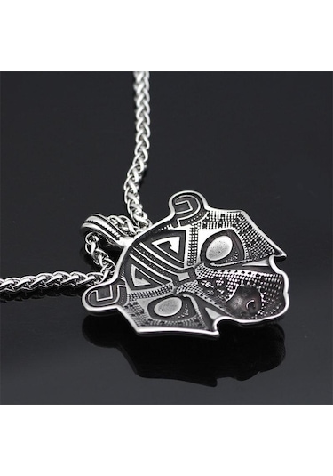 Antik Gümüş & Yeşil Titanyum Çelik Ayı Kafa Kolye Kolye Moda Aksesuarları Erkek Kazak Kolye Metal Chain Çok Renkli