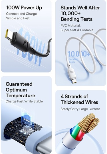 Baseus Silky Serisi Cbtxm Cbtx00w Usb'den Usb-c / Type-c Hızlı Şarj Kablosu Cbtx