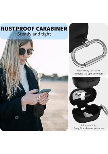 Folinda Bose Quietcomfort Yeni Nesil Kulaklık İçin Silikon Korumalı Kılıf: Toz Engelleme Ve Kanca İle Siyah