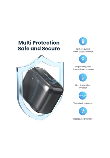 Amagisn Ad13 2 Yuvalı Pil Şarj Cihazı Taşınabilir Pd3.0/pd2.0 Siyah