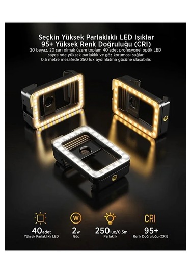 4k Hd 15x Makro Lens Led Dolgu Işığı Telefon Kamera Lens Aparatı