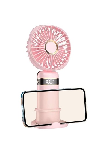 Yingfu Küçük Şarj Edilebilir Pembe Mini Fan, Kısa Pil Kablosu, Hafif Taşınabilir