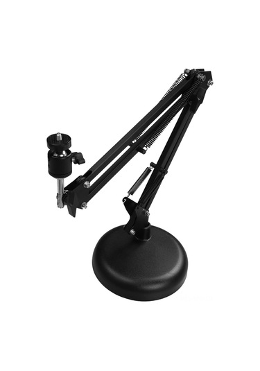 Moveevo Yükseltilebilir Dairesel Tabanlı Web Kamerası Stantı - Abs+alüminyum, 1/4 İnç Vida Adaptörü Ve Telefon Tutucusu Dahil