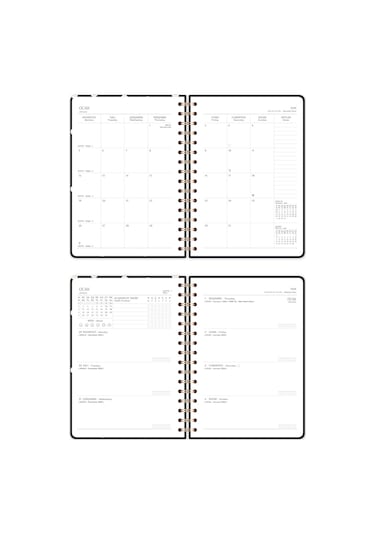 2026 A5 Spiralli Haftalık Ajanda 12 Aylık - Puantiye Siyah Puantiye