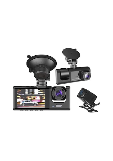 Torima Ta-01 Araç İçi Kamerası Dvr Lcd Ekranlı Gece Görüşlü 3 Kameralı G-sensör 1080p