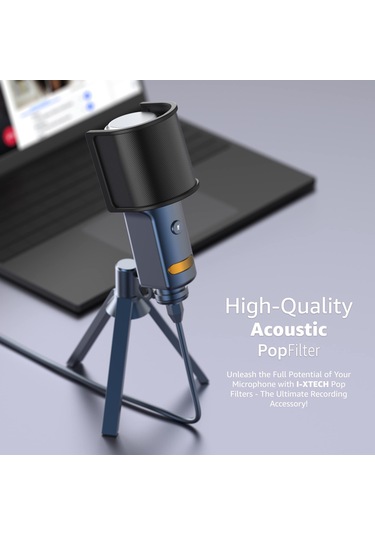 Hfambition Siyah Metal Mikrofon Anti-püf Ağı - Patlatıcı Sesleri Filtreler, Kolay Kurulum, Yaygın Uyumlu 10"