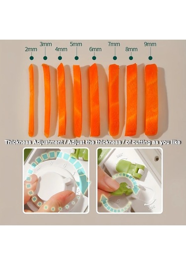 Honeybeeshop Genaı Çok Amaçlı Sebze Doğrayıcı Ve Meyve Dilimleyici Blue Manuel Gıda Rendesi Ayarlanabilir Paslanmaz Çelik Bıçak İle Patates Soğan Havuç İçin 1 Parça