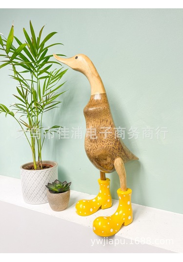 Vkemall Büyük Boy Mavi Benekli Çizme Desenli Reçine Ördek Masaüstü Dekorasyon Aksesuarı - Ev Dekoru Ve Hediye İçin Unik Dekoratif Figür