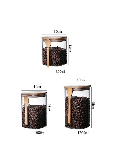 Novahub Cam Mühürlü Can Baharat Kavanoz, Ahşap Kaşık, Çeşni Konteyner, Kahve Depolama Tankı, Mutfak Şeker Şişesi, Çay Kutusu, A Diğer Model Diğer