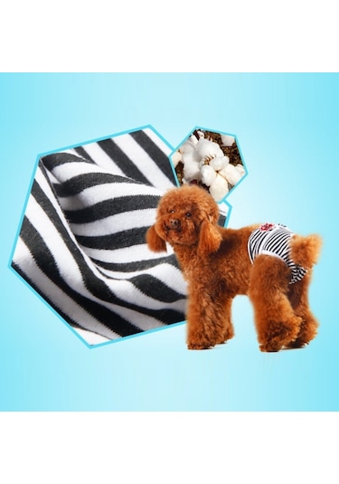 Pet Fizyolojik Pantolon Dişi Köpek Fizyolojik Dönem Hijyen Pantolonu, Boyut: M Mavi Beyaz Çizgili