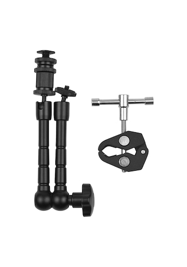 Skycity Alüminyum Büyüleyici Kollü 29,5cm + Ayarlanabilir Süper Klemp 50mm - 1/4" & 3/8" Vida Bağlantıları