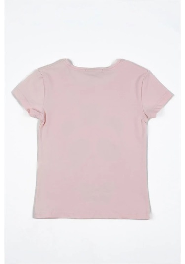 Kız Çocuk Pembe Panda Ve Kuş Detaylı Yazlık Tişört Pembe
