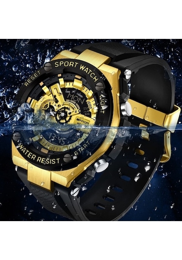 Novahub Sanda 3170 Erkekler Led Aydınlık Su Geçirmez Spor Saati Çok Renkli Siyah Kırmızı Çok Renkli