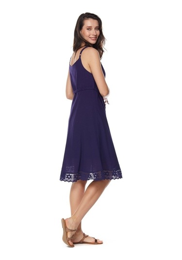 Şile Bezi Mor Askılı Kemerli Elbise