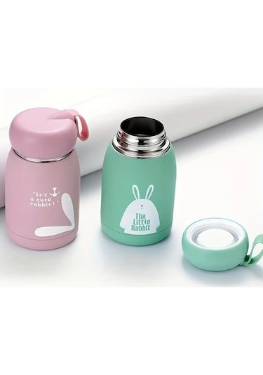 Trendooze Gaojunshop01 Yeşil Tavşan Matara, Yalıtımlı Paslanmaz Çelik Termos Yeşil
