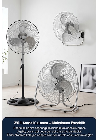 Sinbo Sf-6790 Vantilatör 18 İnç 90w 3 Ü 1 Arada Ayaklı Duvar Tipi Güçlü Fan
