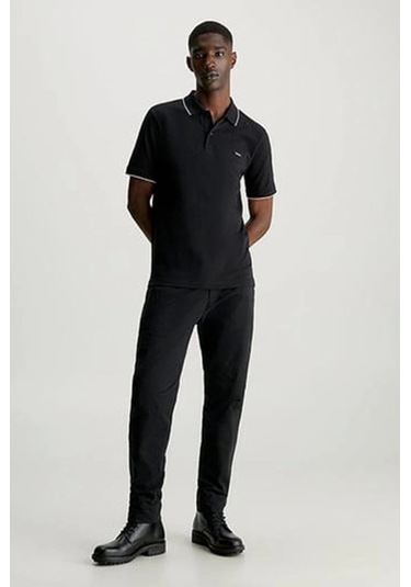 Calvin Klein Stretch Pıque Tıppıng Polo SIYAH Siyah