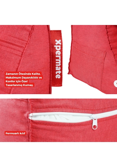 Xpermate Yükseklik Ayarlı Tv Yastığı Bel Destek Yastığı Kırmızı