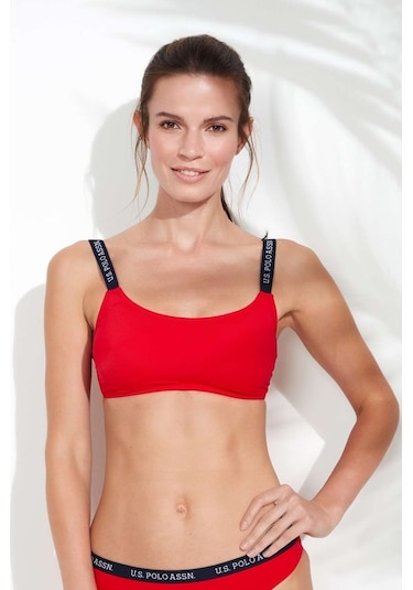U.S. Polo Assn. Kadın Kırmızı İnce Askılı Bikini Üst 21502