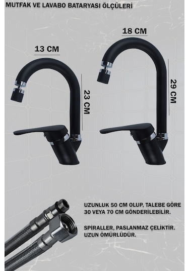 Irmak Lavabo Banyo Mutfak Bataryası Ve Rainy Robot Duş Siyah Banyo Seti Armatür Musluk Batarya Duş Siyah