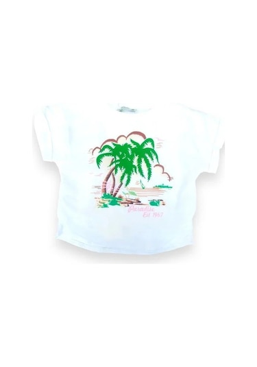 Kız Çocuk Yüzde Yüz Pamuklu Ön Yüzü Şifon Baskılı Şık Bluz-14115 Ekru