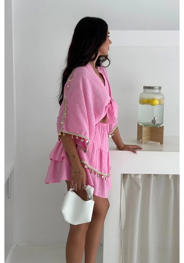 Deniz Kabuğu Aksesuarlı Takım Pembe Pembe