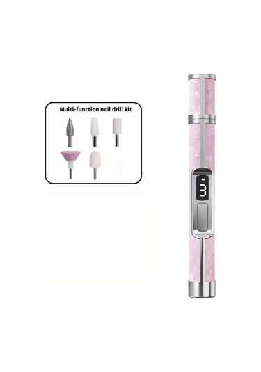 Willowhaven Profesyonel Tırnak Taşlama Ve Cilalama Kalemi Pembe Kolay Paket 5 Başlık Kablosuz 3 Hız Usb-c Şarj Ev Salon Manikür Pedikür