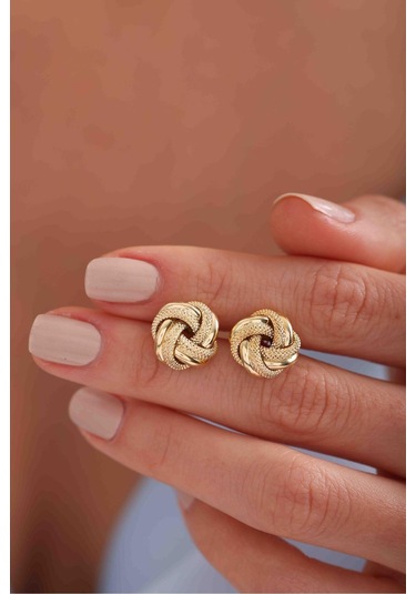 İtalyan Tasarım Örgü Düğme Küpe